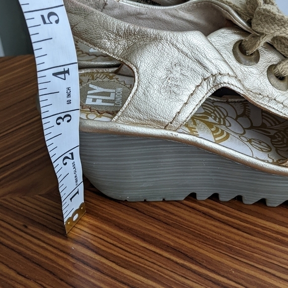 Fly London Yito Silver gold Women's Wedge Sandals size 37 7us s2 - Picture 5 of 12